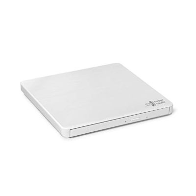 image Hitachi-LG GP60 External DVD Drive, Slim Portable DVD Burner/Writer/Player for Laptop, Windows and Mac OS Compatible, USB 2.0, 8x Read/Write Speed - White
