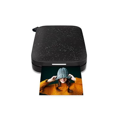 image HP Sprocket Imprimante photo portable (Noir) Imprime instantanément des photos autocollantes ZINK 2x3 "à partir de votre appareil iOS et Android
