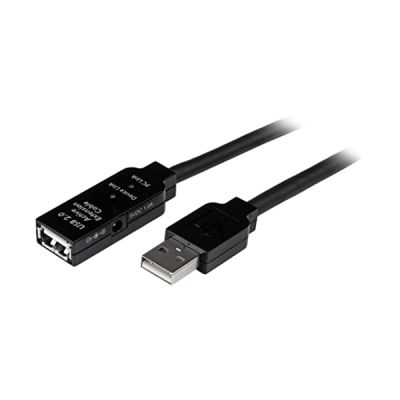 image StarTech.com Câble d'extension USB 2.0 actif de 5m - Prolongateur / répéteur / rallonge USB - Mâle / Femelle - Noir (USB2AAEXT5M)