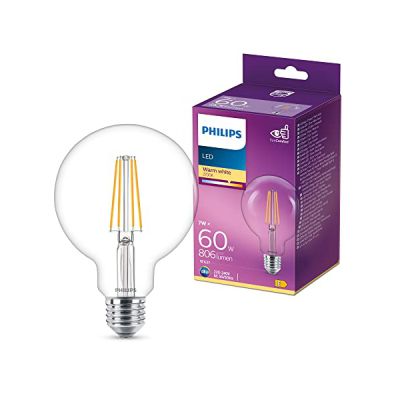 image Philips Lighting Ampoule LED Globe E27 Filament 7W Equivalent 60W Claire Blanc chaud