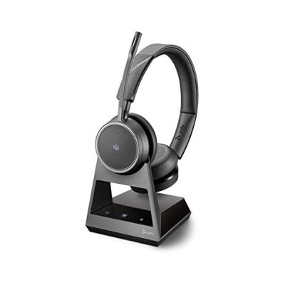 image Plantronics - Voyager 4220 Office Headset (Poly) - Oreillette stéréo Bluetooth avec microphone à arceau, Noise-Cancelling & station USB-A - Connexion au PC, téléphone mobile/fixe, Teams (certifié)