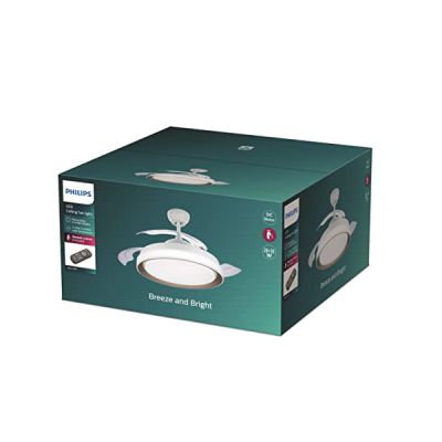 image Plafonnier PHILIPS LED Bliss 28 W avec ventilateur moteur continu 35 W, télécommande incluse. Eclairage de blanc chaud à blanc froid. Idéal pour éclairage de plafond, salon et chambre à coucher, Gold