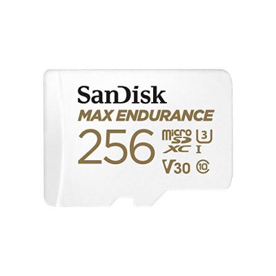 image SanDisk MAX ENDURANCE Video Monitoring for Dashcams & Home Monitoring 256 GB microSDXC Memory Card + SD Adaptor 120,000 Hours Endurance , White