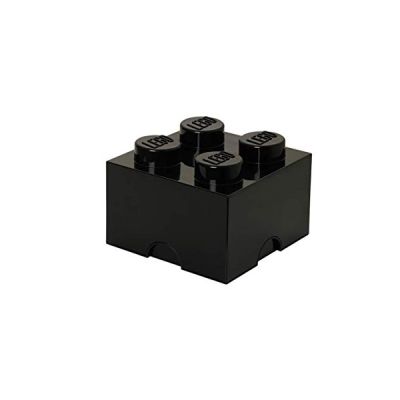 image LEGO pierre de rangement 4 crampons, boîte de rangement empilable, 5,7 l, Noir