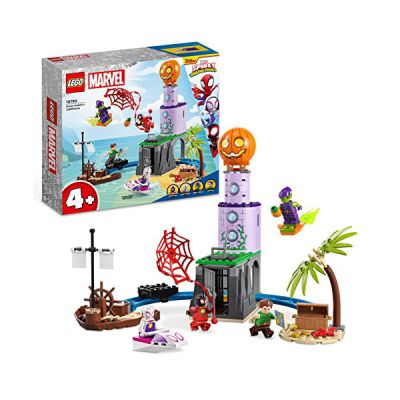 LEGO 10790 Marvel L’Équipe Spidey au Phare du Bouffon Vert, Jouet Enfants Dès 4 Ans avec Bateau Pirate, Minifigurine Miles Morales, Spidey et Ses Amis Extraordinaires
