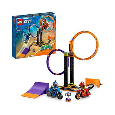 image LEGO 60360 City Stuntz Le Défi de Cascade : Les Cercles Rotatifs, Épreuves pour 1 ou 2 Joueurs avec Moto, Jouet pour Enfants, Garçons et Filles Dès 6 Ans