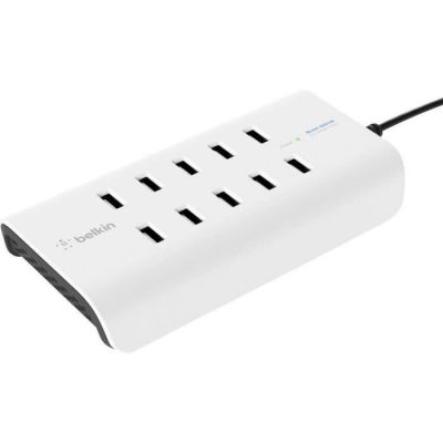 image Station de Recharge Belkin B2B139vf RockStar 10 ports USB-A (10 x 2,4 A, Recharge Rapide, Parafoudre Intégré) - Blanc