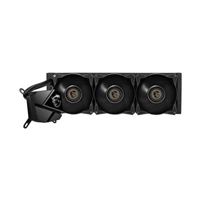 image MSI MAG CORELIQUID P360 AIO CPU Liquid Cooler - Discreet Piano Black, Integrated Radiator Pump, Split-Flow Water Cooling, Evaporation-Proof Tubing, Easy to Install - AMD & Intel Compatible