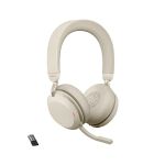 image produit Jabra Evolve2 75 Wireless PC Headset with 8-Microphone Technology - Dual Foam Stereo Headphones with Advanced Active Noise Cancellation, USB-A Bluetooth Adapter and MS Teams-compatibility - Beige - livrable en France