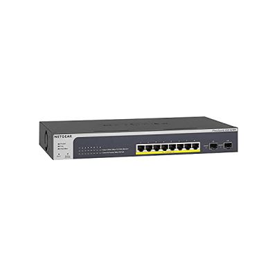 image NETGEAR (GS510TPP) Smart switch web manageable PoE professionnel 10 ports RJ45 Métal Gigabit (10/100/1000) - avec 8 ports PoE+ @ 190 W, 2 ports SFP 1 Gigabit, bureau/en rack, protection à vie ProSAFE