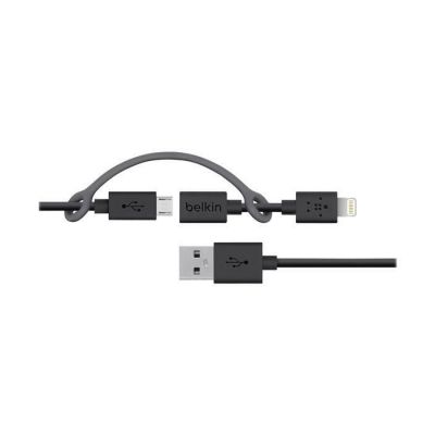image Belkin - Câble micro-USB avec adaptateur Lightning pour smartphones et tablettes iOS/Android - 90CM - Noir