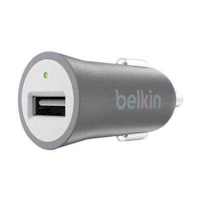 image Belkin - Chargeur Premium Allume-cigare USB Universel, 12W/2.4A pour Smartphone et Tablette - Gris Métallique (Compatible iPhone 8/8+ et iPhone X)