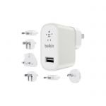 image produit Belkin - Kit de Voyage - Chargeurs USB avec 6 Prises (EU, UK, US, AU, CN, Corée) - 12W/2.4A - Blanc (Compatible iPhone 8/8+ et iPhone X)