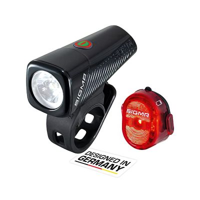 image Sigma Sport – Kit d'éclairage pour vélo - Buster 150 FL et Nugget II Flash,Lumières Avant et arrière Rechargeables avec différents Modes d'éclairage,Montage sans Outil,Couleur : Noir Taille Unique