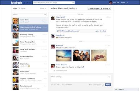 Interface Messagerie Facebook