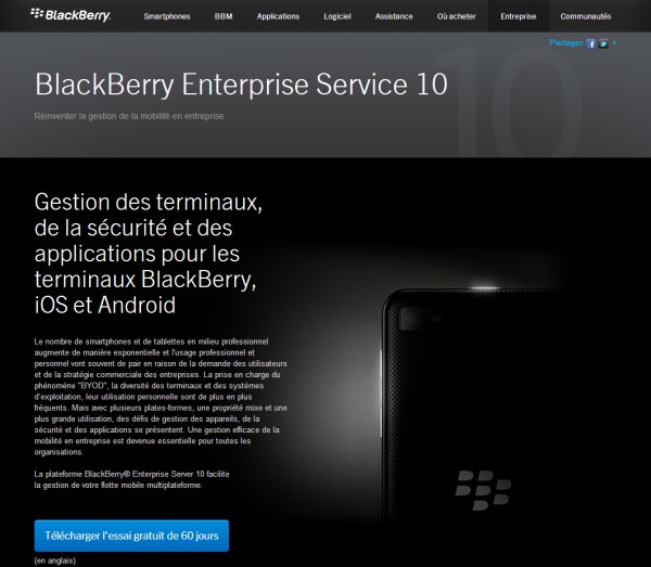 Blackberry entreprise service