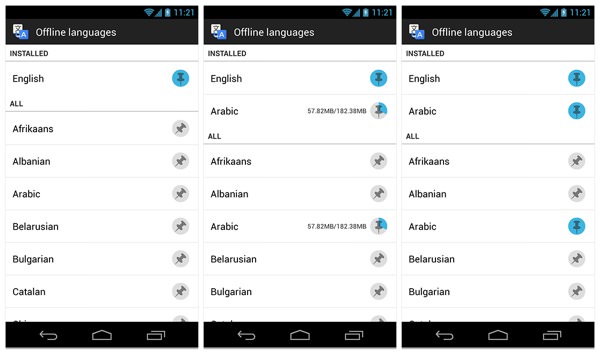Google Traduction Android hors ligne