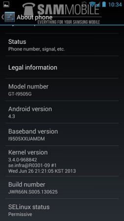 Android 4.3 Fuite Galaxy S4 Google Edition