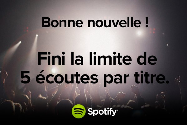 Spotify retire limite 5 ecoutes France
