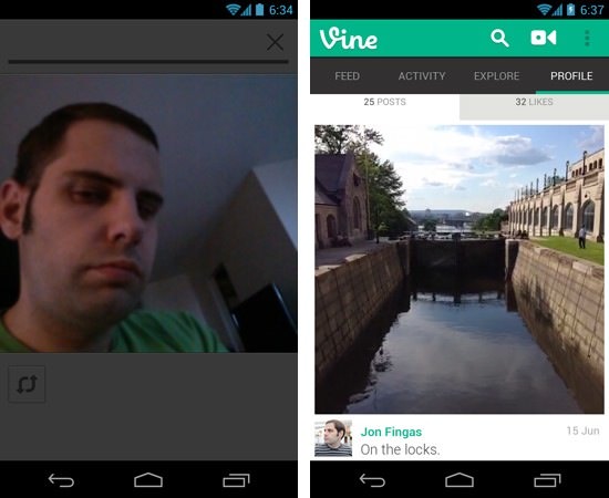 Vine Android Camera Frontale
