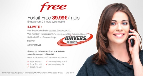 Free Mobile Forfait 39.99 euros vente privee