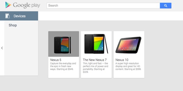 Nexus 5 Apparait Google Play