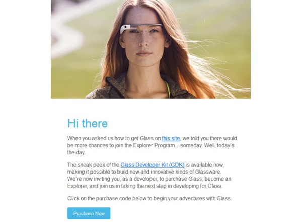 Google Glass Invitation Developpeurs