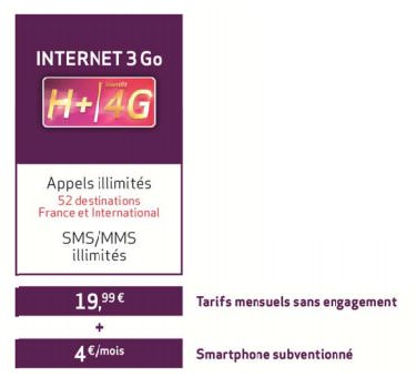Virgin Mobile Forfait 4G 19,99 euros