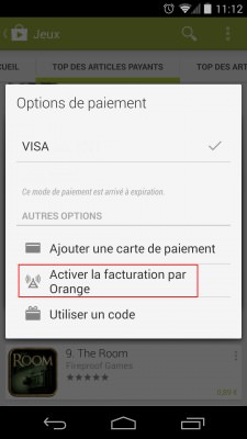 Google Play Facturation Orange