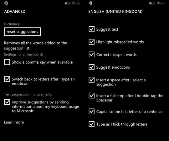 Windows Phone 8.1 Clavier Reglages SDK